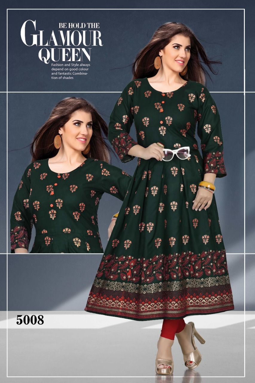 Beauty Queen Goldy 3 Ethnic Wear Rayon Printed Anarkali Kurti Collection
